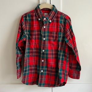 J.Crew Crewcuts Boys' flannel button down shirt in red plaid, size 4-5